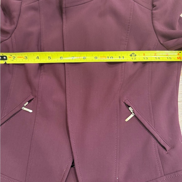 White House Black Market Burgundy Pencil Skirt w/ moto open front blazer 4P - Picture 13 of 13